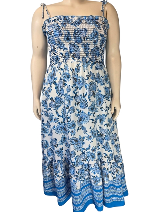 Haptics Dresses & Skirts - Haptics Blue Paisley Maxi Dress 2XL Smocked Boho Coastal Summer NWT